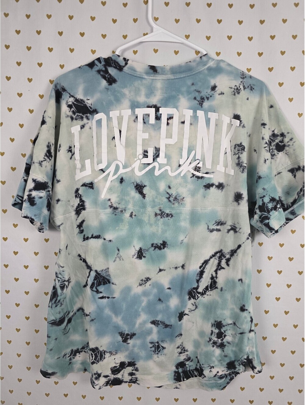 Victorias Secret PINK OVersized Logo Small Tye Dye Tee shirt Small
